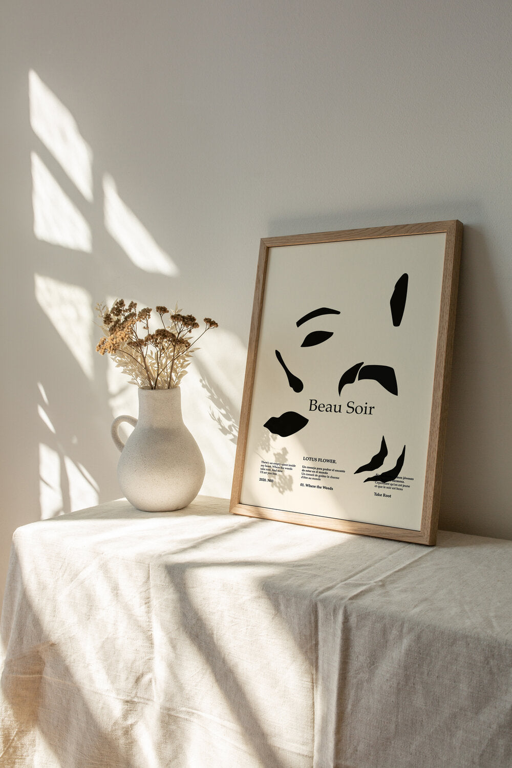 Beau Soir plakat, beige - 30x40 cm